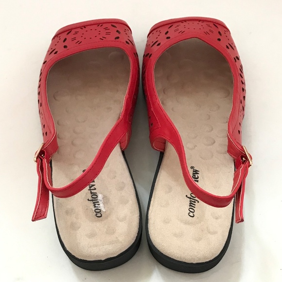 COMFORTVIEW Comfort Sandals Slingback Red Mary Women’s Size 9.5 Wide - Picture 7 of 16